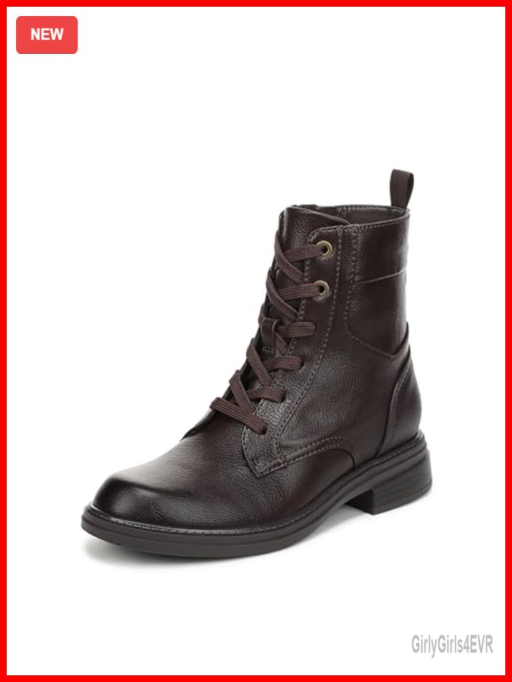 Women's Faux Leather Lace-Up Ankle Bootie with Block Heel and Side Zipper
